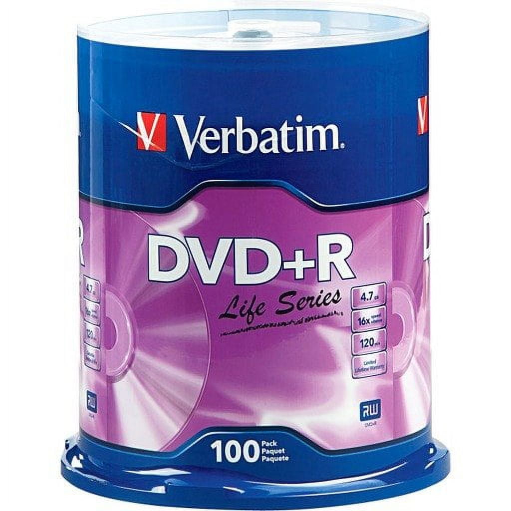 Verbatim Life Series DVD+R 4.7GB 16x Recordable Blank Disc 100PK  Spindle