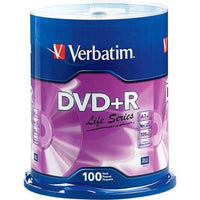 Verbatim Life Series DVD+R 4.7GB 16x Recordable Blank Disc 100PK  Spindle