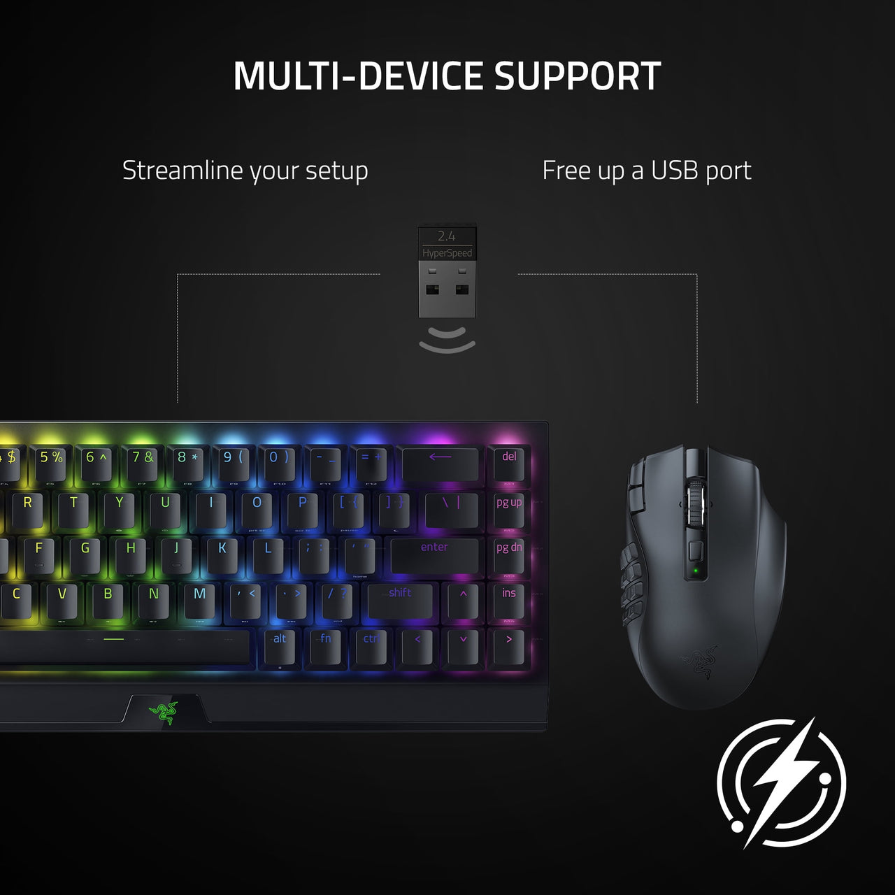 Razer Naga V2 HyperSpeed Bluetooth Gaming Mice with AA Battery, Black
