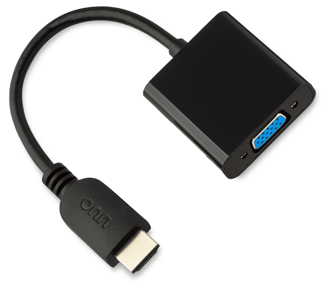 onn HDMI to VGA Adapter, HDMI Male to VGA Female, 1080p 2K Support, Gold-Plated Connectors, 8 Inch, Black