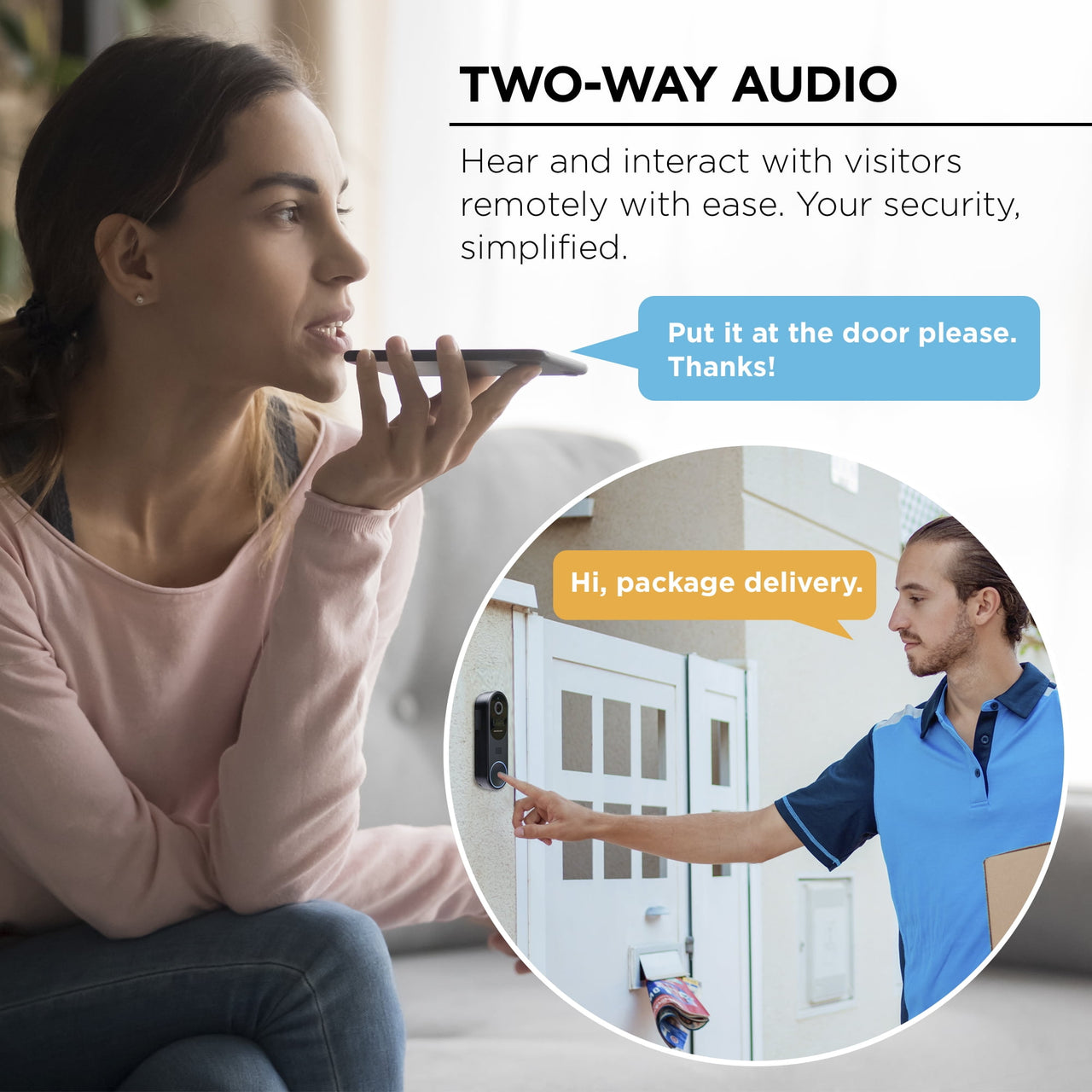 Merkury Smart Doorbell Camera - Wire-Free Battery Cam with Chime & Intelligent Alerts (1-Pack)