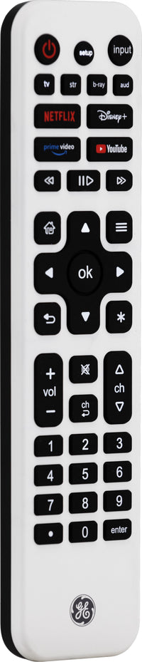 GE Universal Remote Control, 4 Device, Backlit, Rechargeable, Artic White, 80984