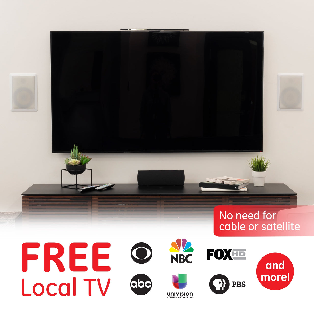 General Electric Hover Amplified Indoor HDTV Antenna, 55-mile Range, VHF 1080P 4K, Black, 37075