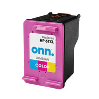 onn. 67XL HP High Yield Remanufactured Ink Cartridge, Tri-Color - Eco-Friendly