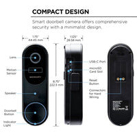 Merkury Smart Doorbell Camera - Wire-Free Battery Cam with Chime & Intelligent Alerts (1-Pack)