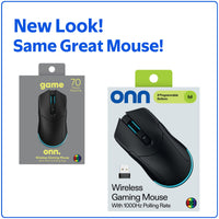 onn Rechargeable Wireless Gaming Mouse with LED Lighting, 8 Programmable Buttons