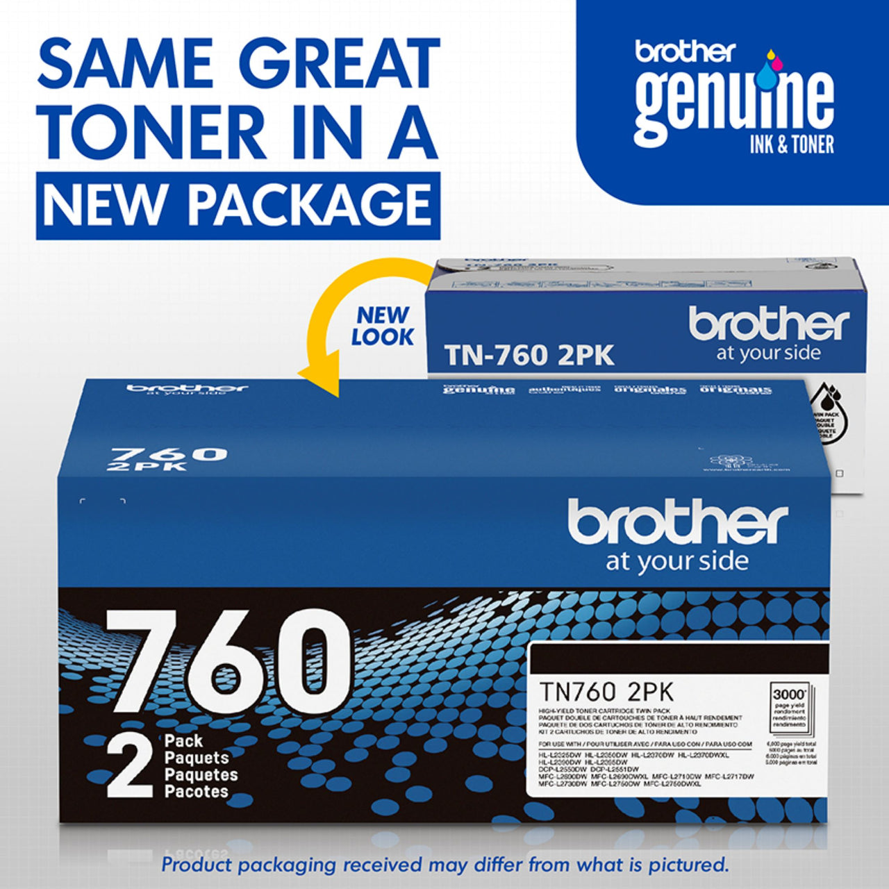 Brother Genuine High-Yield Black Printer Toner Cartridge Twin Pack TN7602PK