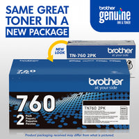 Brother Genuine High-Yield Black Printer Toner Cartridge Twin Pack TN7602PK