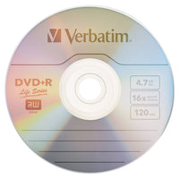 Verbatim Life Series DVD+R 4.7GB 16x Recordable Blank Disc 100PK  Spindle