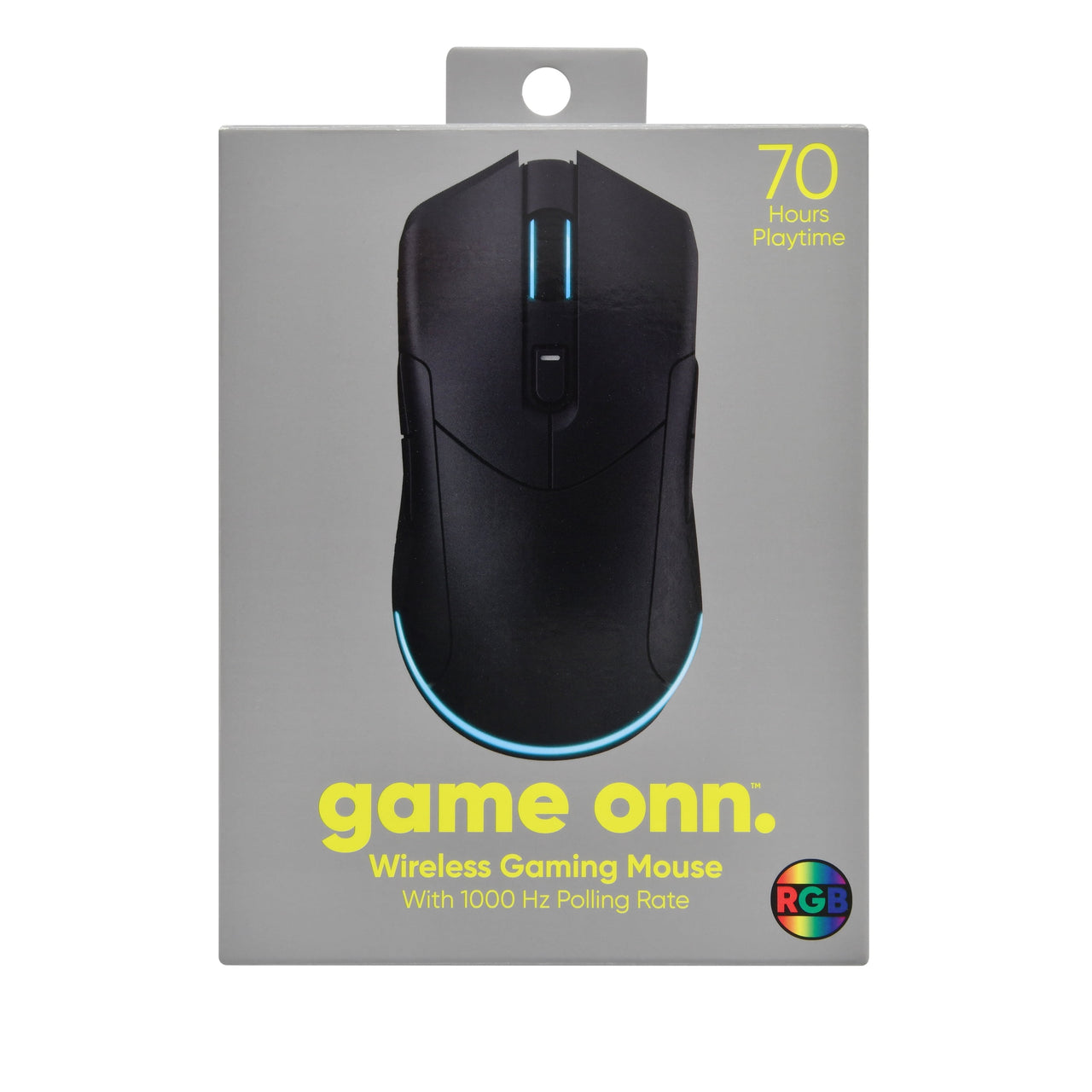 onn Rechargeable Wireless Gaming Mouse with LED Lighting, 8 Programmable Buttons
