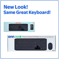 onn Wireless Keyboard & Mouse Combo, 104 Keys, Optical, USB Nano Receiver, Greystone
