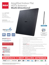 RCA Amplified Indoor Flat HDTV Antenna - Multi-Directional