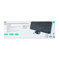 onn Wireless Keyboard & Mouse Combo, 104 Keys, Optical, USB Nano Receiver, Greystone