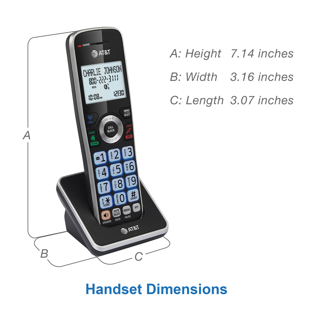 AT&T 4-Handset Expandable Cordless Phone with Unsurpassed Range, Bluetooth Connect to Cell, Smart Call Blocker and Answering System, DLP72412 (Black)
