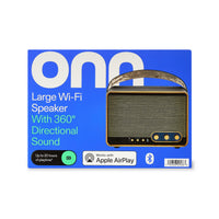 onn Large Wi-Fi Speaker with 360-Degree Directional Sound, Black