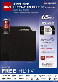 RCA Amplified Extra-Large Indoor Ultra-Thin HDTV Antenna - Multi-Directional with 65-mile Range