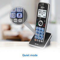 AT&T 4-Handset Expandable Cordless Phone with Unsurpassed Range, Bluetooth Connect to Cell, Smart Call Blocker and Answering System, DLP72412 (Black)