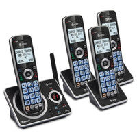 AT&T 4-Handset Expandable Cordless Phone with Unsurpassed Range, Bluetooth Connect to Cell, Smart Call Blocker and Answering System, DLP72412 (Black)