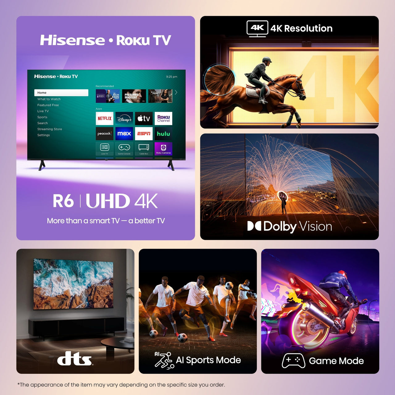 Hisense 75" Class 4K UHD LED LCD Roku Smart TV HDR R6 Series 75R6E4