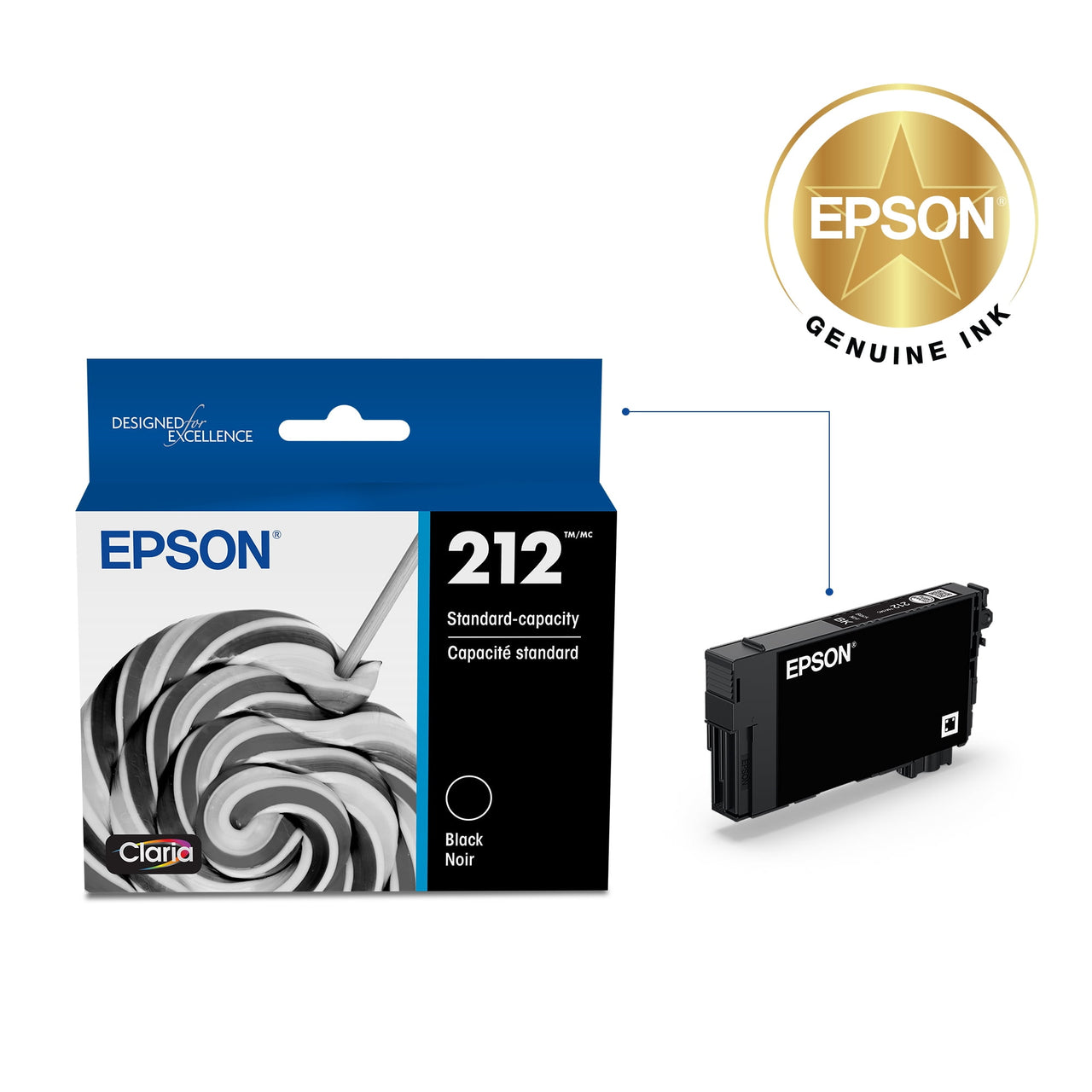 Epson 212 Standard-capacity Black Ink Cartridge compatible with XP4105 & WF2850