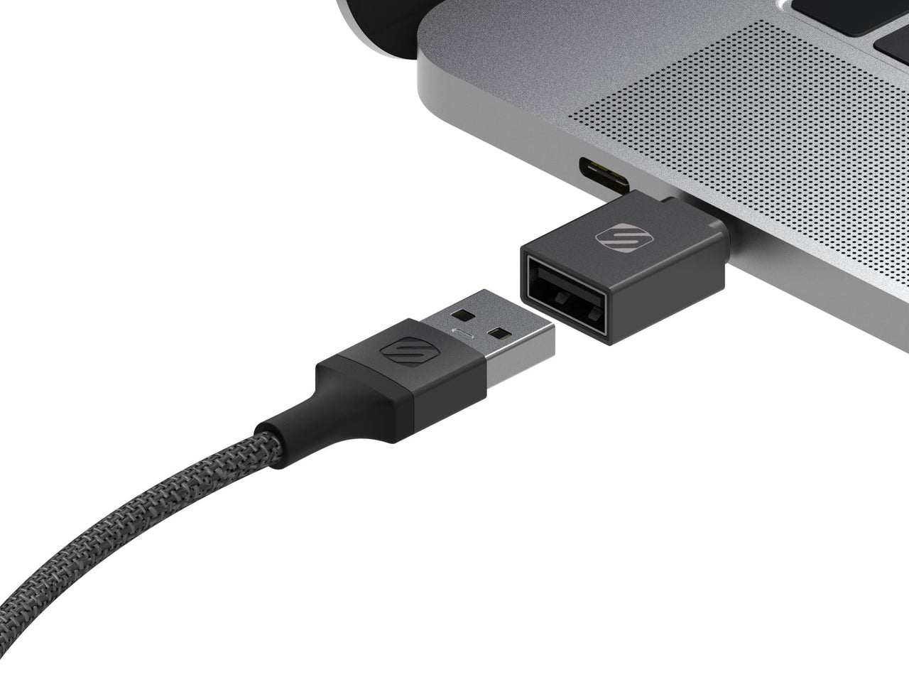 Scosche Strikeline Adapter Kit USB-C to USB-A & Type-C Converter 2-pk CAAKIT-RP Black