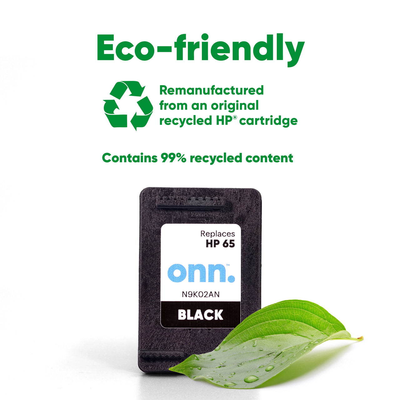 onn HP 65 Printer Ink Cartridge, Black (Remanufactured)