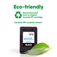 onn HP 65 Printer Ink Cartridge, Black (Remanufactured)