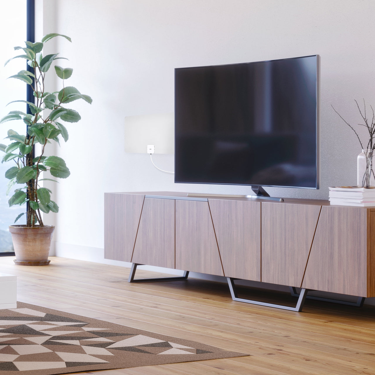 RCA Amplified Extra-Large Indoor Ultra-Thin HDTV Antenna - Multi-Directional with 65-mile Range