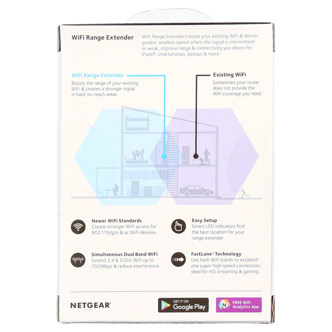 NETGEAR - AC750 WiFi Range Extender and Signal Booster, Wall-plug, 750Mbps (EX3110)