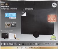 GE Amplified Indoor HDTV Antenna, 55-mile Range, VHF 1080P 4K, Black, 48862