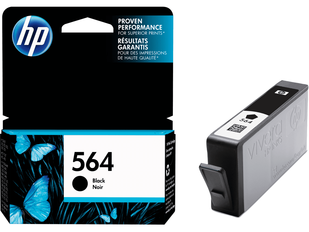 HP 564 Black Original Ink Cartridge, ~250 pages, CB316WN#140