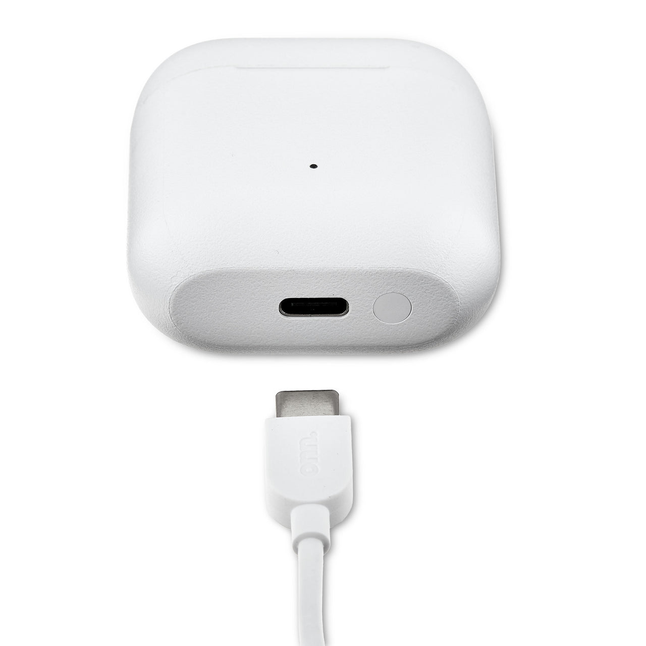 onn Bluetooth Wireless Earphones with Environmental Noise Canceling Microphones and Charging Case, White