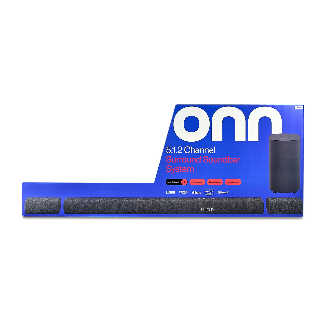 onn Bluetooth 5.1.2 Channel Surround Soundbar System with Dolby Atmos, 42", Black