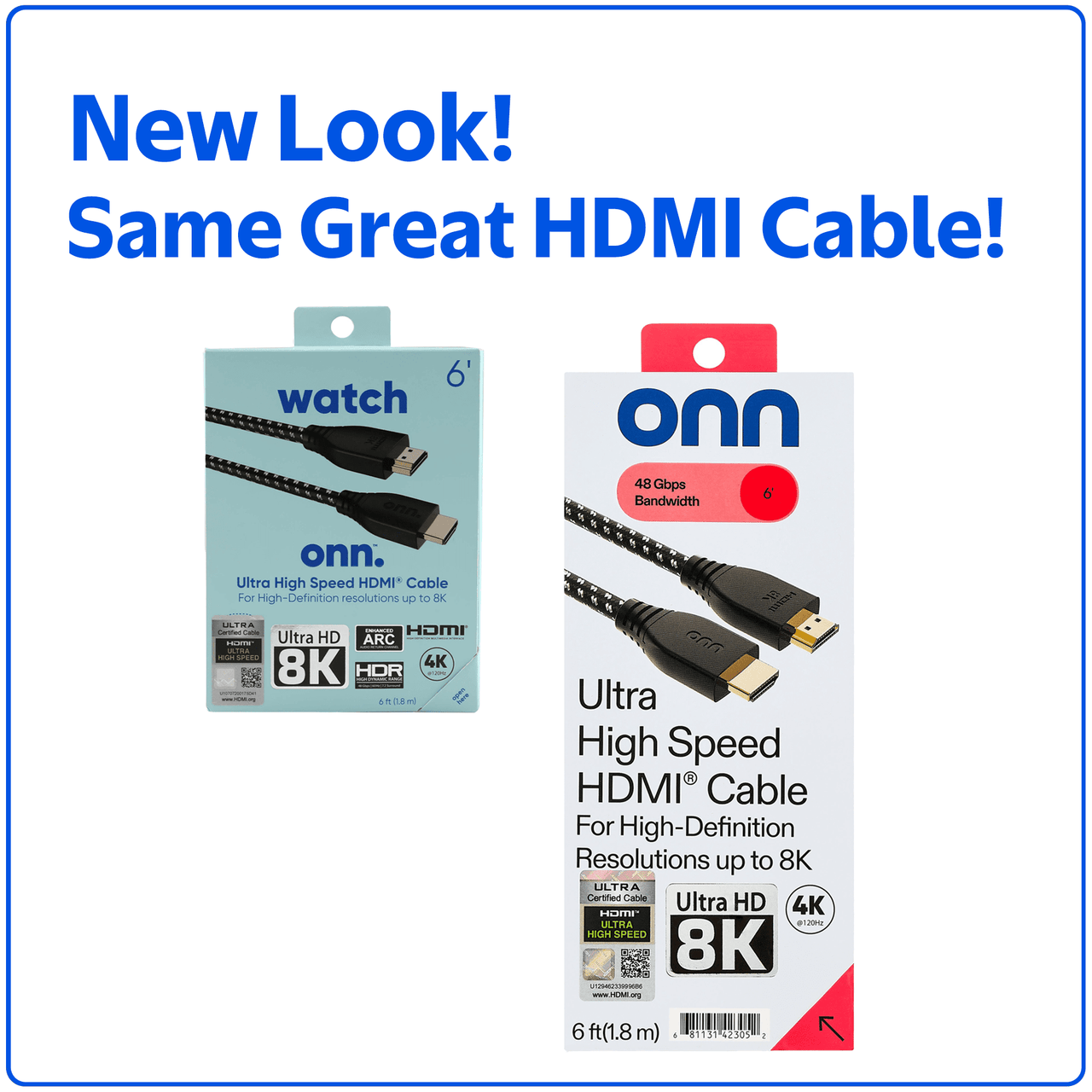 onn Ultra High Speed HDMI Cable, 6'