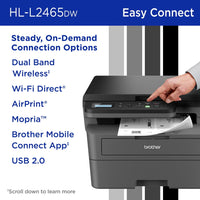 Brother Wireless HL-L2465DW Compact Monochrome Multi-Function Laser Printer with Print, Copy and Scan, Duplex and Mobile Printing