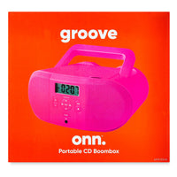 onn. Portable CD Boombox with Digital FM Radio, Pink