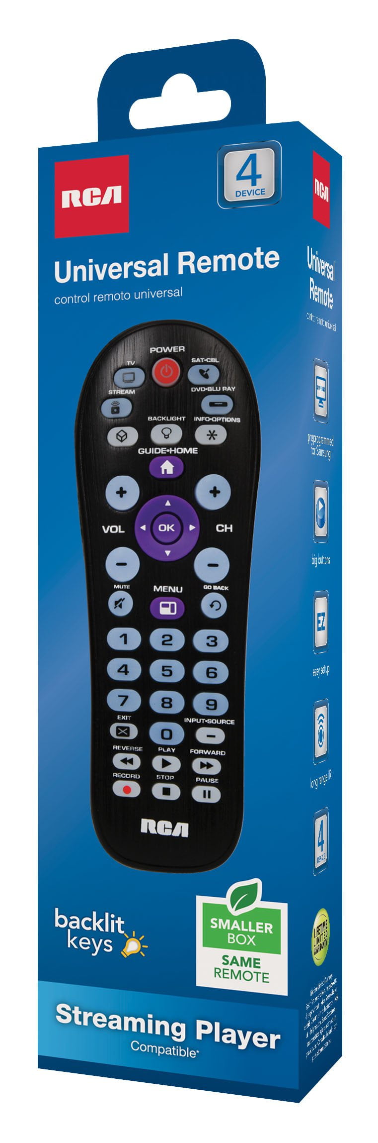 RCA 4-Device Universal Remote Streaming Player Compatible