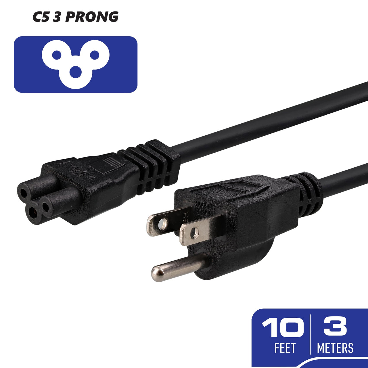 Xtreme 3 Prong 10ft Replacement Power Cable for Samsung and LG Computers, TV, New Monitors