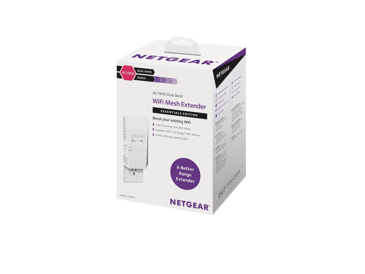 NETGEAR - EX6400 AC1900 WiFi Mesh Wall Plug Range Extender and Signal Booster