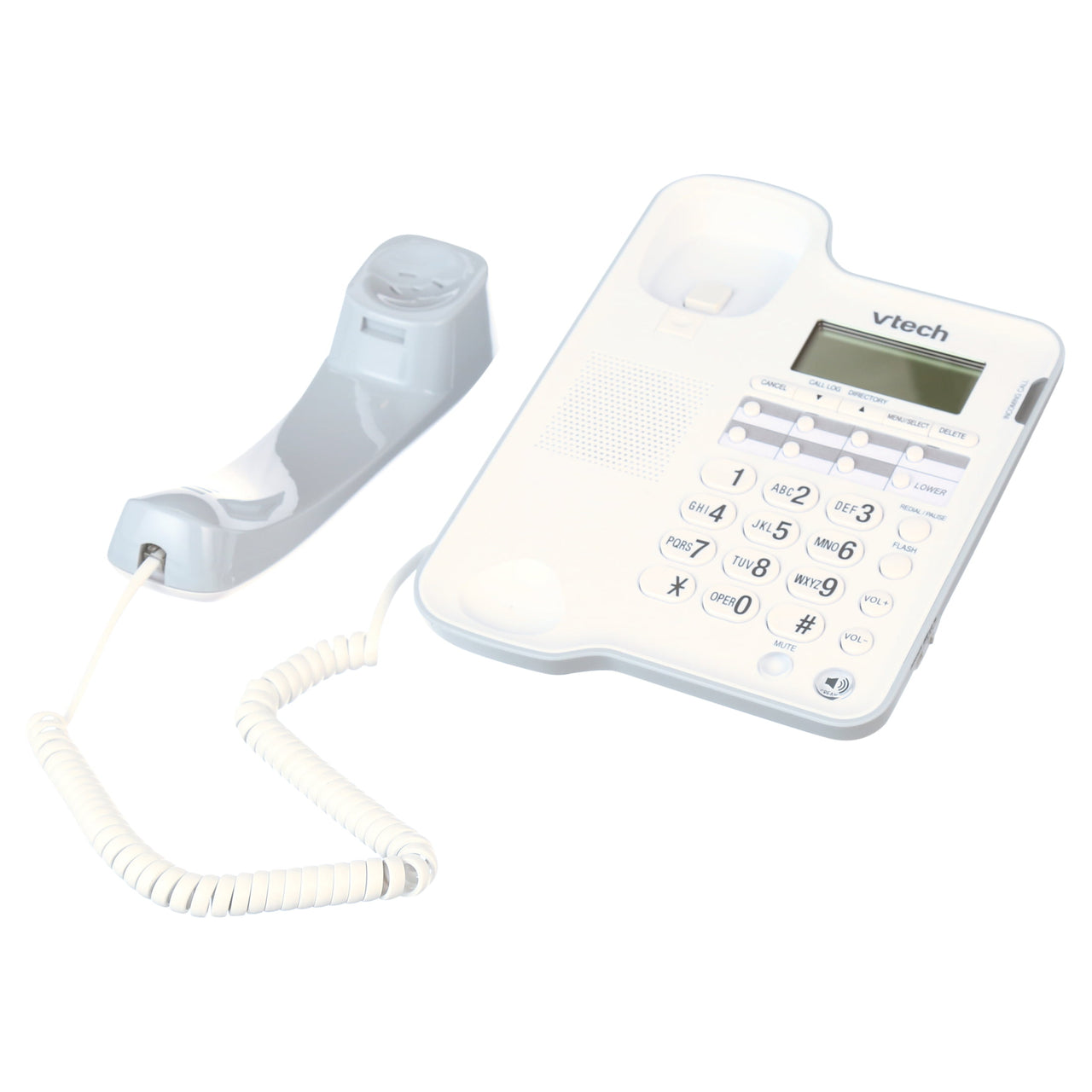 VTech CD1153 White, Corded, Table Top Speakerphone with Caller ID, Ringer Volume Control, No AC Power Required, 60 Number Caller ID History