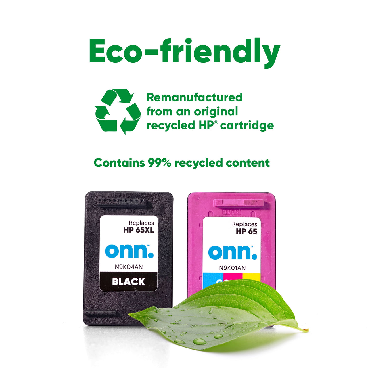 onn HP 65XL/65 Inkjet Printer Cartridges, High Yield Black & Tri-Color, 2 Pack