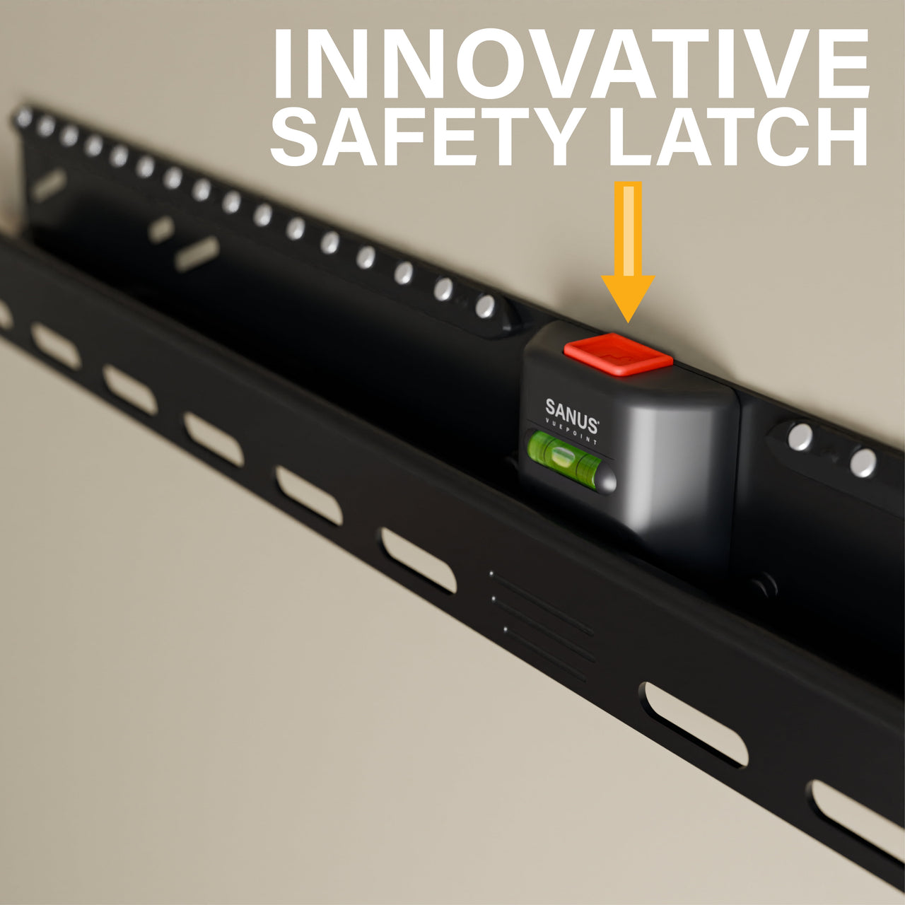 SANUS VuePoint Drywall Low Profile TV Wall Mount for 32” - 90” TVs up to 135lbs - No Drill or Studs Required