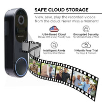 Merkury Smart Doorbell Camera - Wire-Free Battery Cam with Chime & Intelligent Alerts (1-Pack)