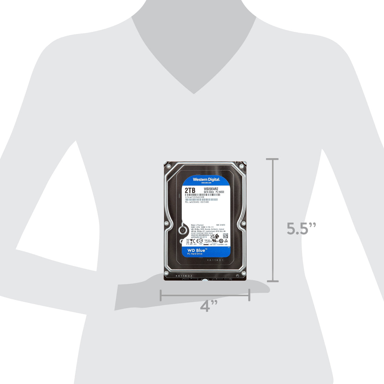 WD Blue 2TB 3.5" Desktop Internal Hard Drive - WDBH2D0020HNC-NRWM