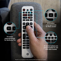 GE Universal Remote Control, 4 Device, Backlit, Rechargeable, Artic White, 80984