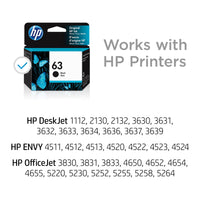 HP - Hp 63, (f6u62an) Black Original Ink Cartridge