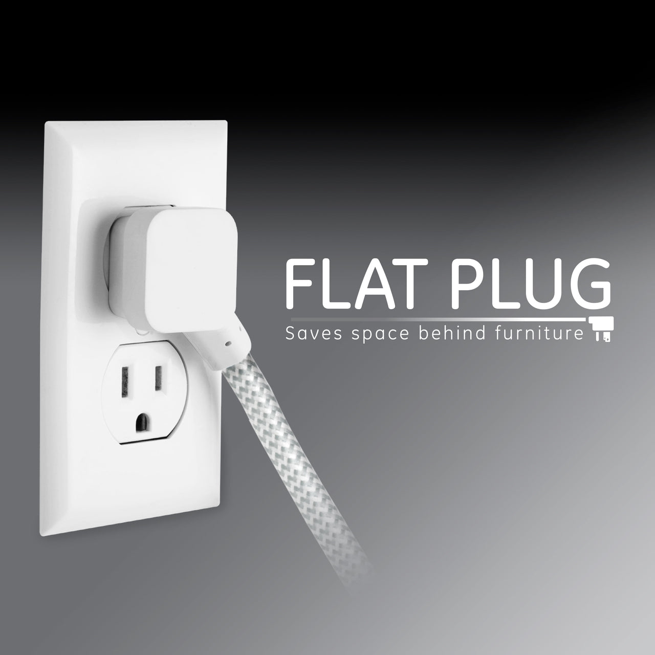 GE Pro Extension Cord with Surge Protection, 250J, White/Gray, 8ft. – 38433