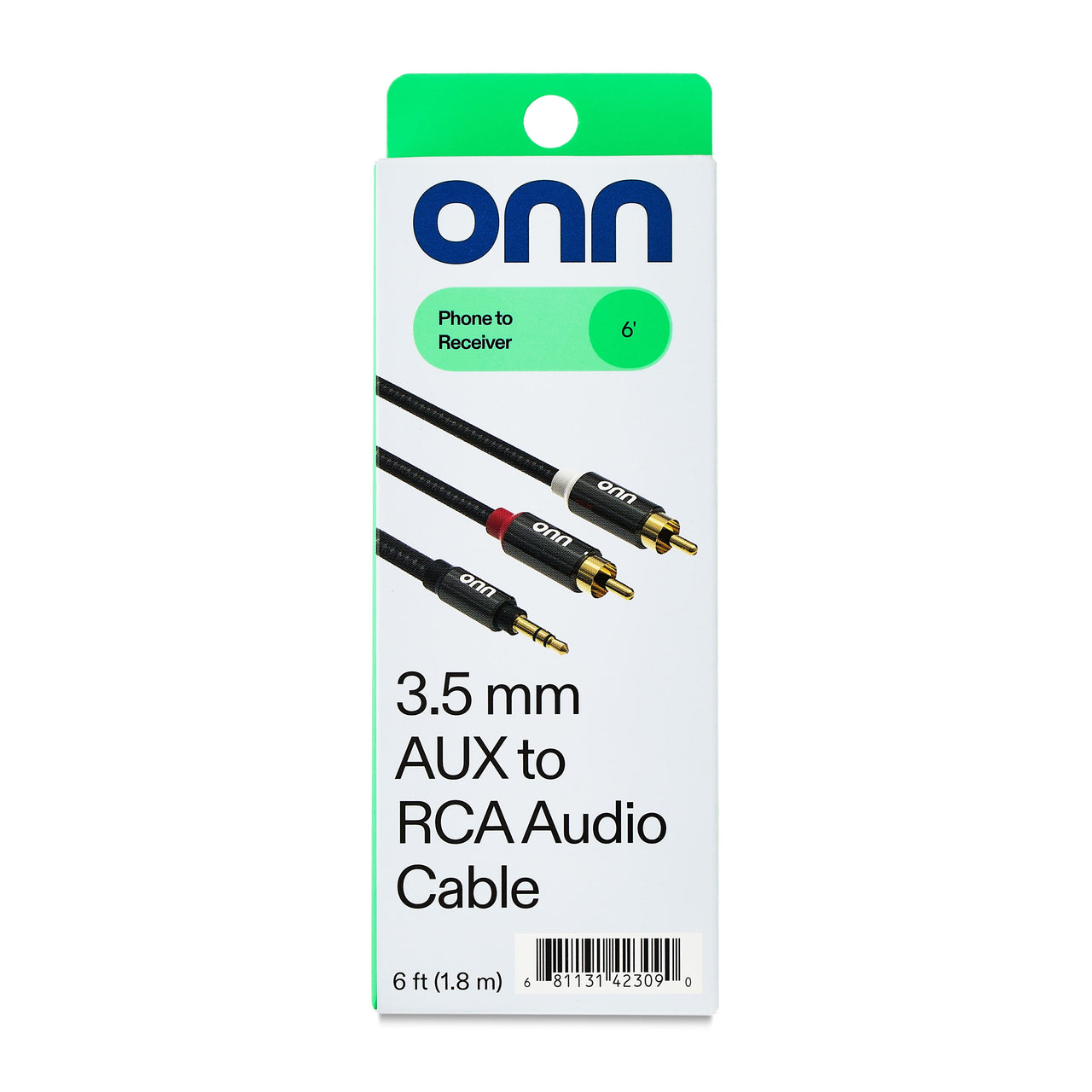 onn 6' 3.5 mm AUX to RCA Audio Cable