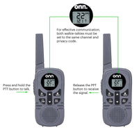 onn 23 Mile Range Walkie Talkies with Two Way Radios, LED Light and 22 FRS Channel Options, 3 Count