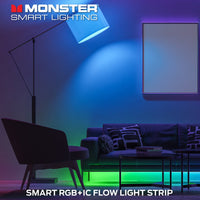 Monster Smart Lighting Indoor LED Strip Lights, RGBIC Multicolor Flow LED Lights, for Christmas, Halloween, Party, Gameday and More, 100’